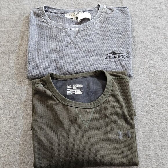 Sweatshirt Men 2XL Lot of 2 Gray Olive LS Under Armour Cold Gear Coconut Creek - Picture 15 of 15